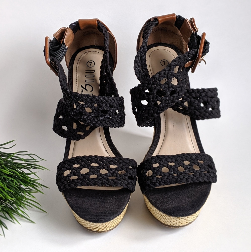 🔴 ROUGE HELIUM  Platform Sneakers Crochet Wedges